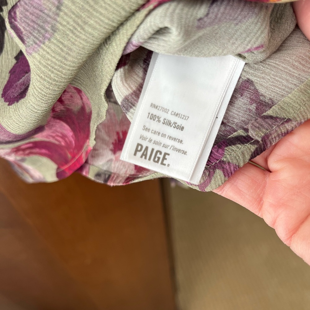 PAIGE Floral Silk Long Sleeve Blouse. Size Small - Picture 6 of 7